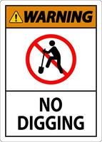 Warning Sign, No Digging Sign vector