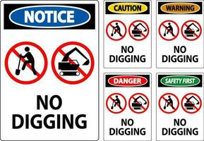 Notice Sign, No Digging Sign vector