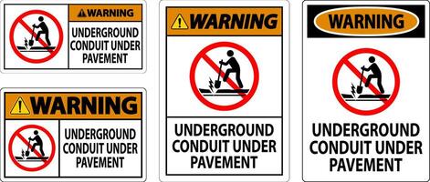 Warning Sign, Underground Conduit Under Pavement vector