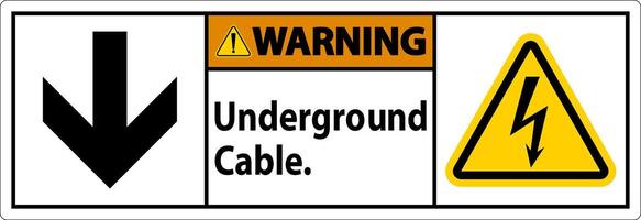 Warning Sign, Underground Cable Sign vector