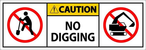 Caution Sign, No Digging Sign vector