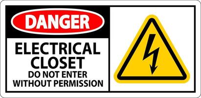 Danger Sign Electrical Closet - Do Not Enter Without Permission vector