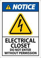 Notice Sign Electrical Closet - Do Not Enter Without Permission vector