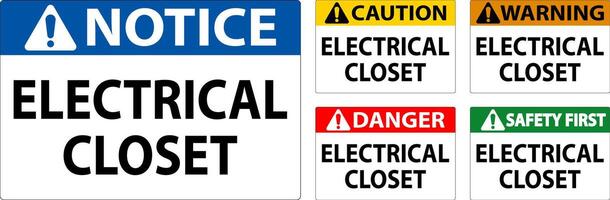 Danger Sign, Electrical Closet Sign vector