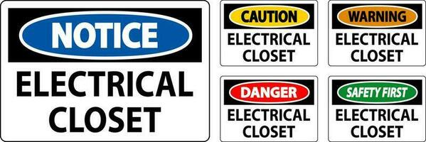 Danger Sign, Electrical Closet Sign vector