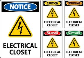 Danger Sign, Electrical Closet Sign vector