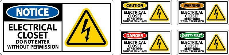 Danger Sign Electrical Closet - Do Not Enter Without Permission vector