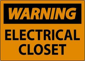 Warning Sign, Electrical Closet Sign vector