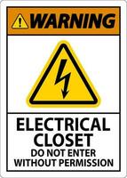 Warning Sign Electrical Closet - Do Not Enter Without Permission vector