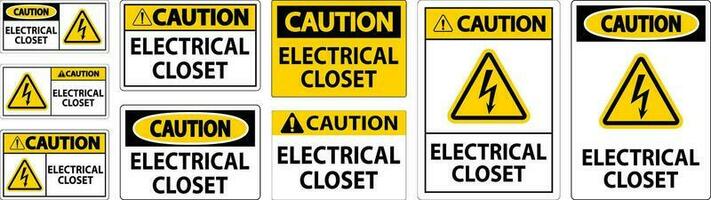 Caution Sign, Electrical Closet Sign vector