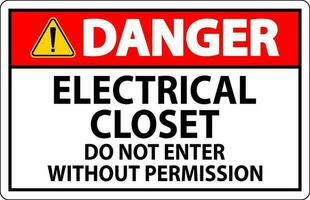 Danger Sign Electrical Closet - Do Not Enter Without Permission vector
