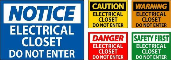 Danger Sign Electrical Closet - Do Not Enter vector