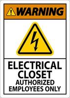 Warning Sign Electrical Closet - Authorized Employees Only vector