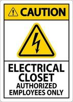 Caution Sign Electrical Closet - Authorized Employees Only vector