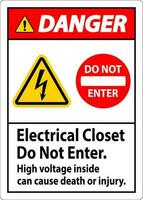 peligro firmar eléctrico armario - hacer no ingresar. alto voltaje dentro lata porque muerte o lesión vector