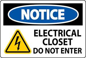 Notice Sign Electrical Closet - Do Not Enter vector