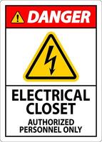 Danger Sign Electrical Closet - Authorized Personnel Only vector