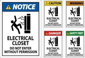 Warning Sign Electrical Closet - Do Not Enter Without Permission vector