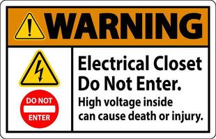 Warning Sign Electrical Closet - Do Not Enter. High Voltage Inside Can Cause Death Or Injury vector