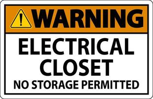 Warning Sign Electrical Closet - No Storage Permitted vector