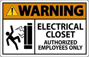 Warning Sign Electrical Closet - Authorized Employees Only vector