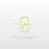 JA Initial handwriting minimalist geometric logo template vector