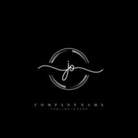 JO Initial handwriting minimalist geometric logo template vector