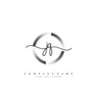 JQ Initial handwriting minimalist geometric logo template vector