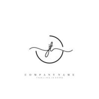 JT Initial handwriting minimalist geometric logo template vector