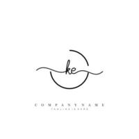 KE Initial handwriting minimalist geometric logo template vector