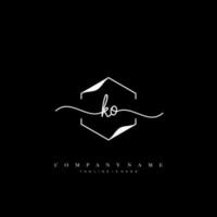 KO Initial handwriting minimalist geometric logo template vector