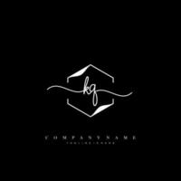 KQ Initial handwriting minimalist geometric logo template vector