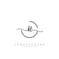 KT Initial handwriting minimalist geometric logo template vector