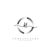 KT Initial handwriting minimalist geometric logo template vector