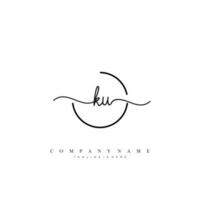 KU Initial handwriting minimalist geometric logo template vector