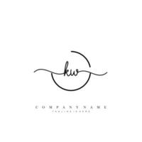 KW Initial handwriting minimalist geometric logo template vector