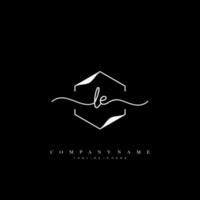 LE Initial handwriting minimalist geometric logo template vector