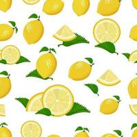 Lemon fruit healthy food seamless vector background