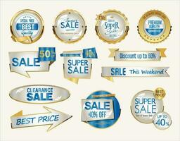 Super sale golden badges and labels vector collection