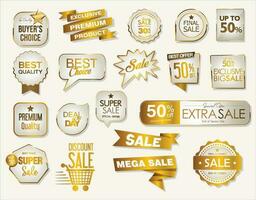 Super sale golden badges and labels vector collection