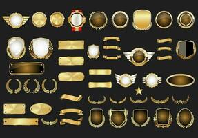 Empty golden labels retro vintage design collection vector