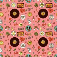 Vector seamless pattern with groovy vibe