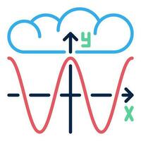Math Graph and Cloud vector concept colored icon or sign