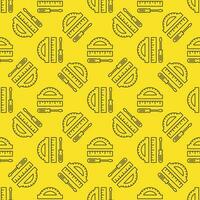 Ruler with Screwdriver and Protractor vector line yellow seamless pattern