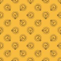 Bulb vector Idea concept line yellow seamless pattern