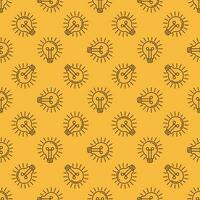 Bulb vector Idea concept line yellow seamless pattern