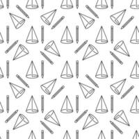 Cone with Pencil vector concept outline seamless pattern