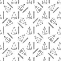 Cone with Pencil vector concept outline seamless pattern