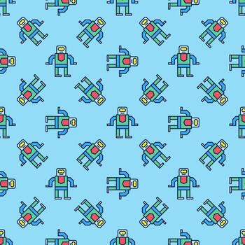 retro robot vector concepto de colores sin costura modelo