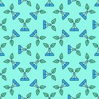 Flask with Plant vector STEM concept colored seamless pattern